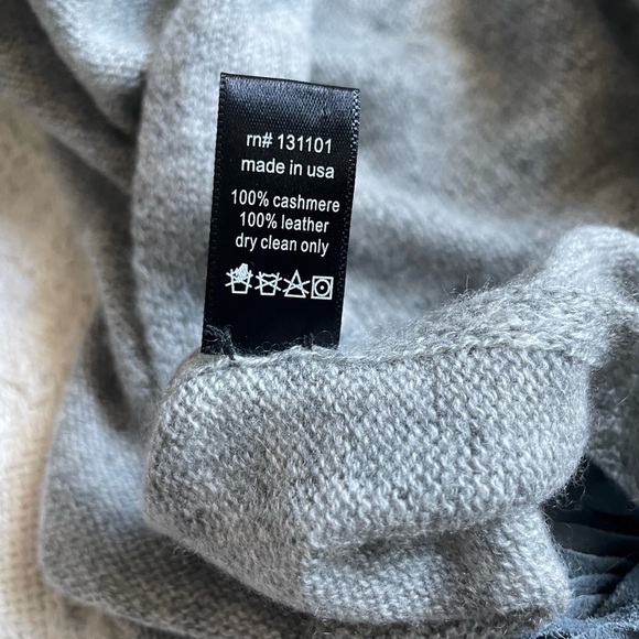 Beryll Gray Cashmere Soft Scarf with Leather Fringe Unisex - Picture 6 of 6